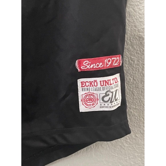 Ecko Unltd Jersey Shirt Men's XL Black Hooded Embroidered Hip Hop Streetwear Y2K - Picture 4 of 5